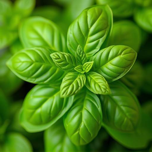 Un mazzetto di basilico fresco, con foglie verde intenso